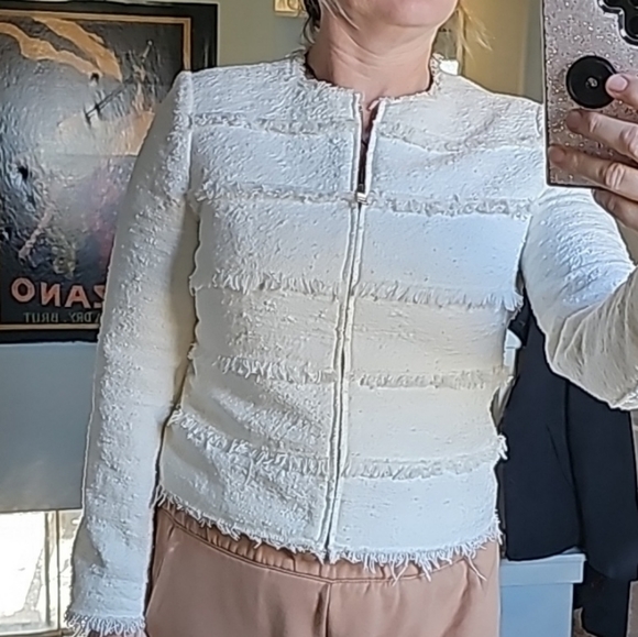 STUNNING REBECCA TAYLOR textured tweed frill jacket - Picture 3 of 14